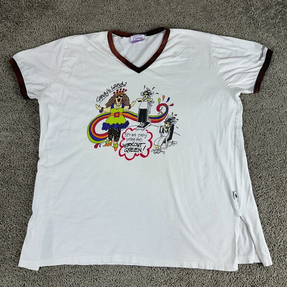 VINTAGE Emerson Street Shirt Womens 3XL White Workout Queen Oversized